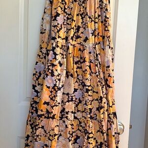 Free People Floral Maxi Dress - Black, Yellow, Purple